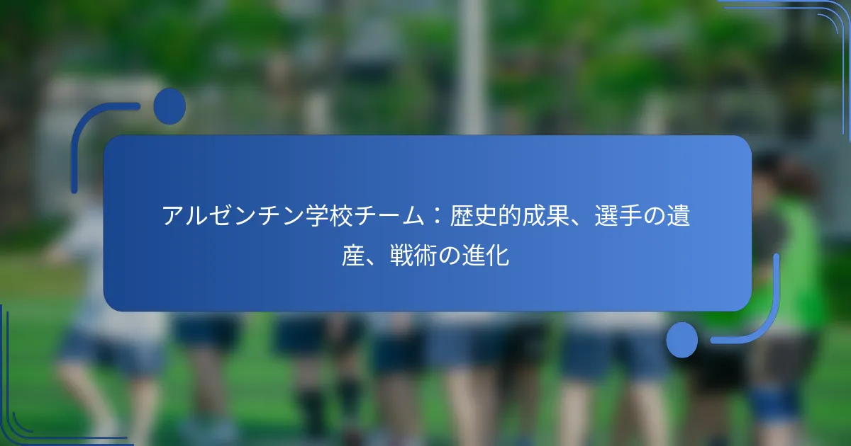 アルゼンチン学校チーム：歴史的成果、選手の遺産、戦術の進化