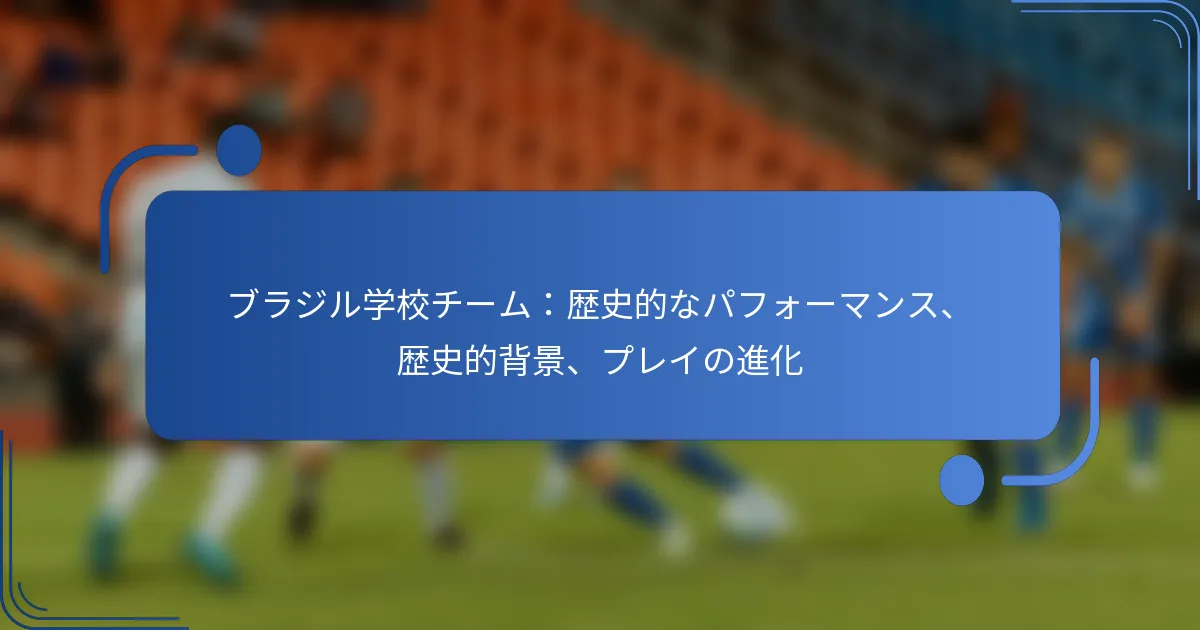 ブラジル学校チーム：歴史的なパフォーマンス、歴史的背景、プレイの進化