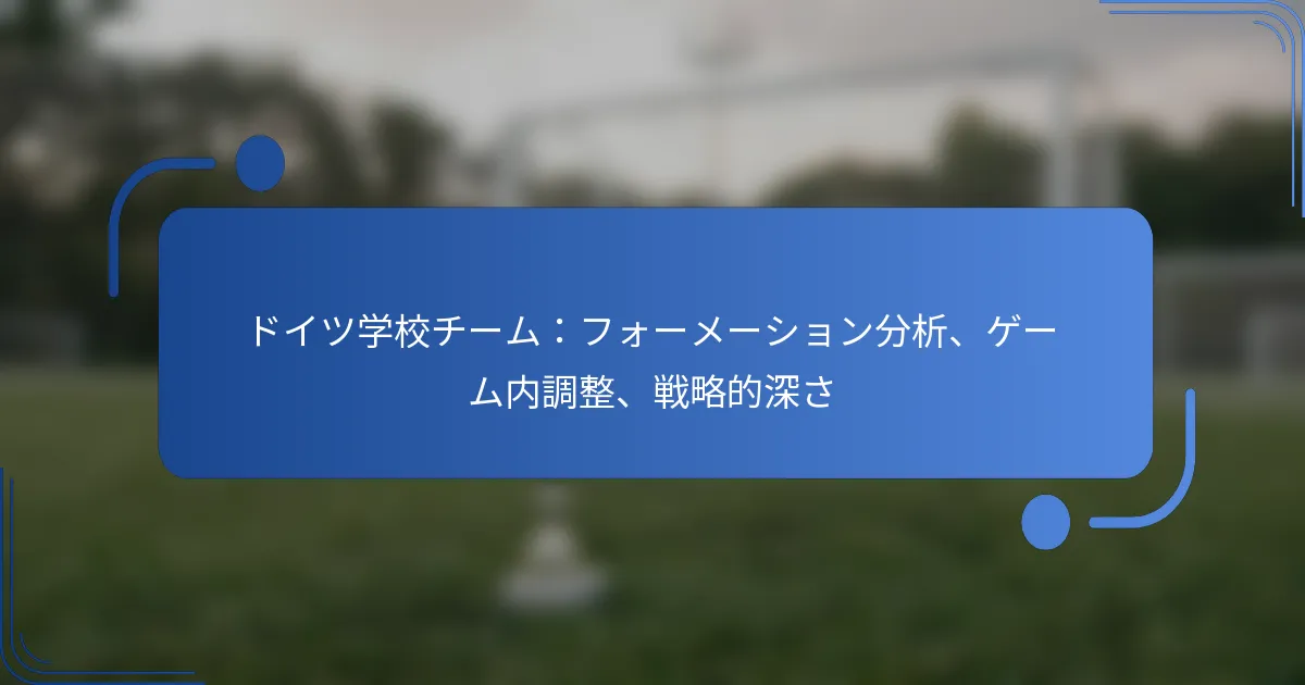ドイツ学校チーム：フォーメーション分析、ゲーム内調整、戦略的深さ