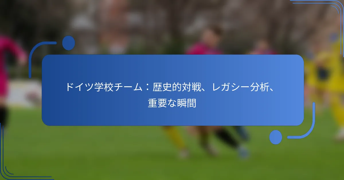 ドイツ学校チーム：歴史的対戦、レガシー分析、重要な瞬間
