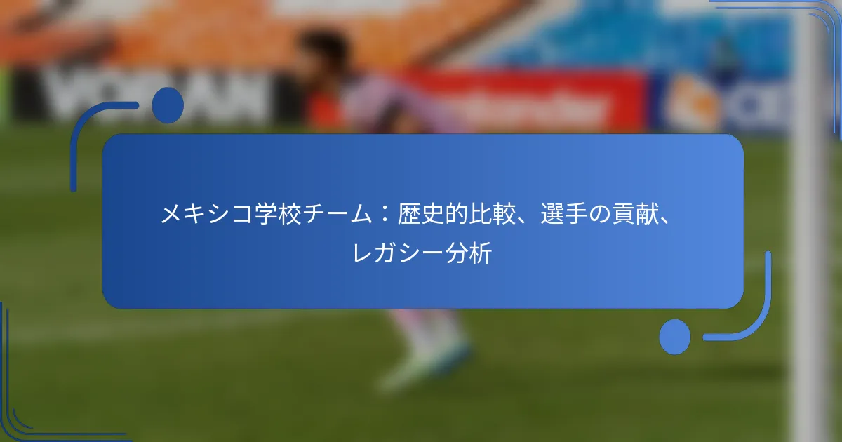 メキシコ学校チーム：歴史的比較、選手の貢献、レガシー分析