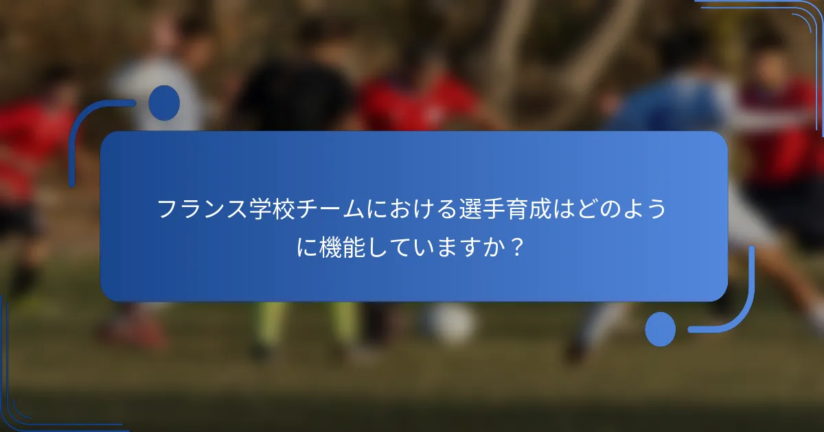 フランス学校チームにおける選手育成はどのように機能していますか？