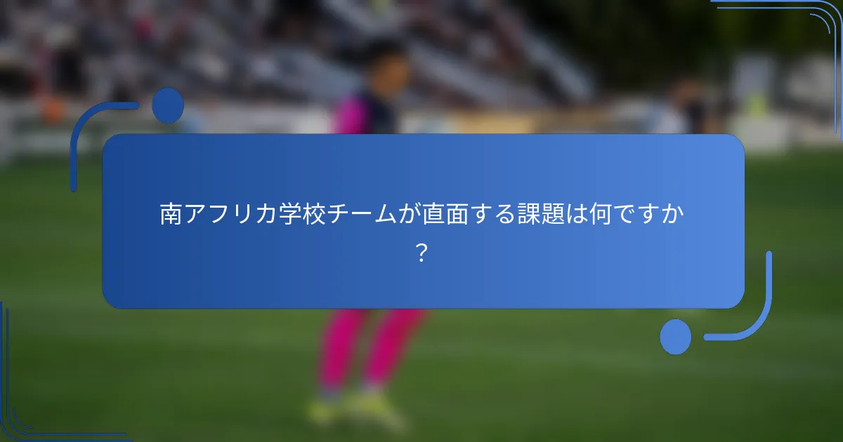南アフリカ学校チームが直面する課題は何ですか？